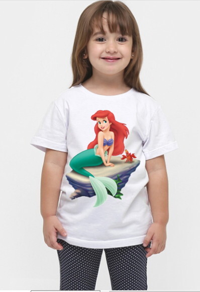 Camiseta Infantil Aniversario Tema A Pequena Sereia