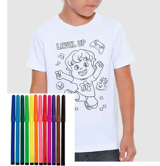 Camiseta Infantil para Colorir Jp