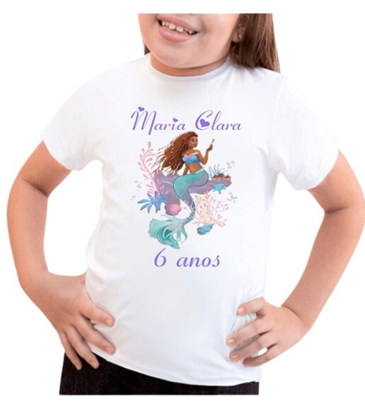 Camiseta Infantil para Meninas Sereia