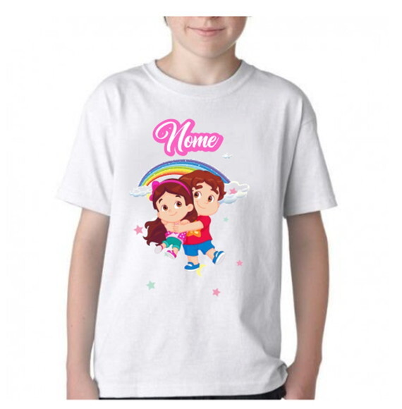 CAMISETA INFANTIL PARA MENINAS TEMA JP E MARIA CLARA