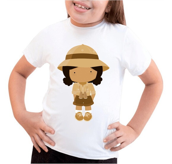 Camiseta Infantil para Meninas Tema Safari