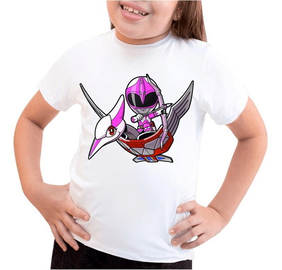 Camiseta Infantil Power Rangers Rosa Colocamo Nome