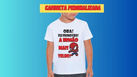 Camiseta Infantil Promovido Irmao Mais Velho Barata