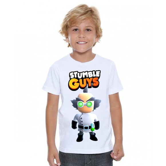 Camiseta Infantil Stumble Guys Cientista Maluco