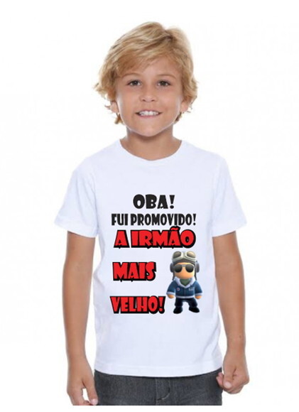 Camiseta Infantil Stumble Guys Promovido Irmao Mais Velho