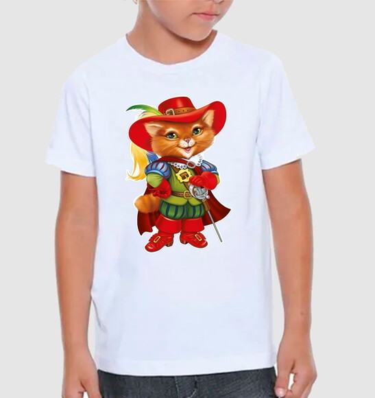 Camiseta Infantil Unissex Gato de Botas
