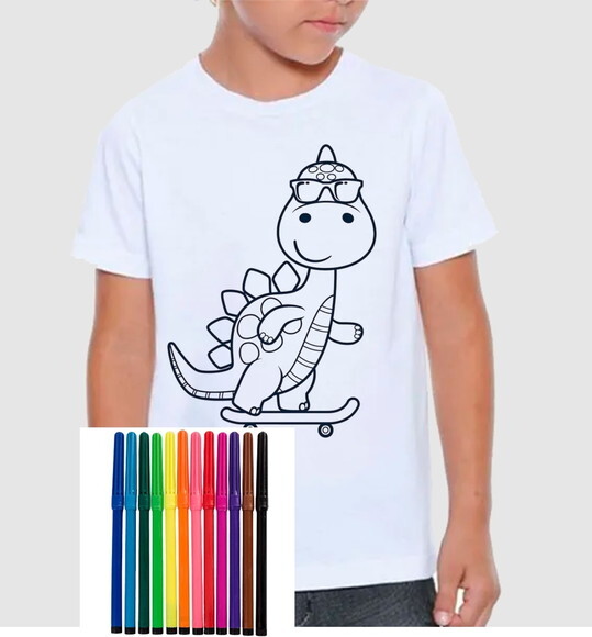 Camiseta para Colorir Dinossauro