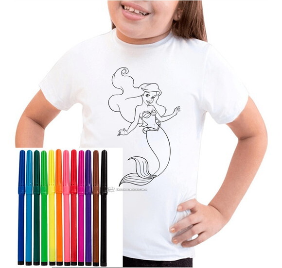 Camiseta para Colorir Pequena Sereia