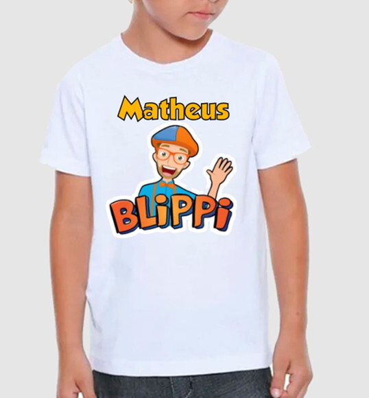 Camiseta para Criança Blippi com Nome da Criança