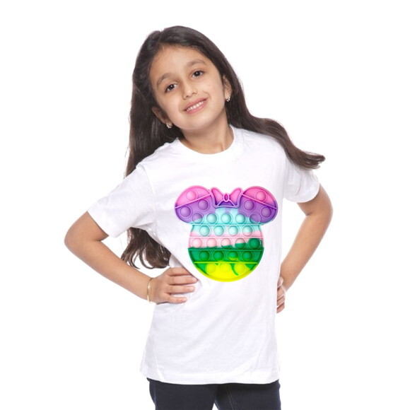 Camiseta Para Meninas Tema Pop It Minnie