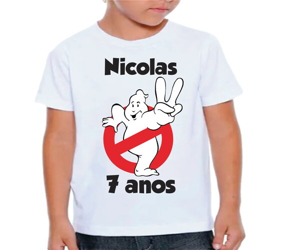 Camiseta Personalizada Caça Fantasma com Nome e Idade