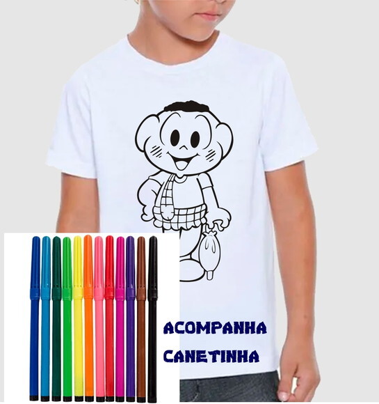 Camiseta Personalizada para Colorir Cascão