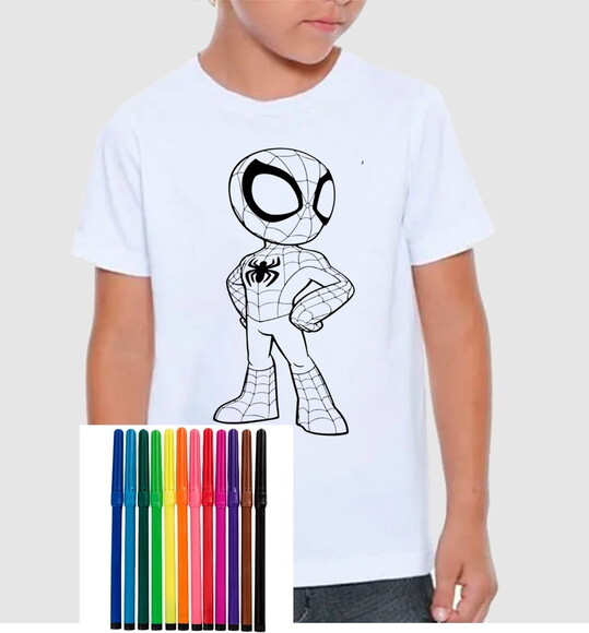 Camiseta Personalizada para Colorir Homem Aranha