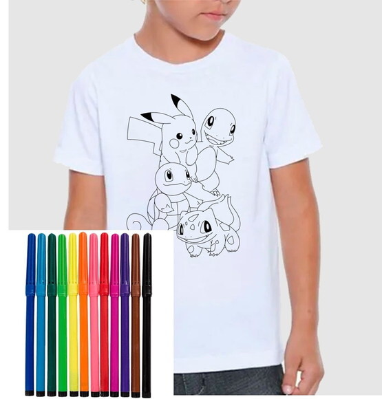 Camiseta Personalizada para Colorir Pokemon