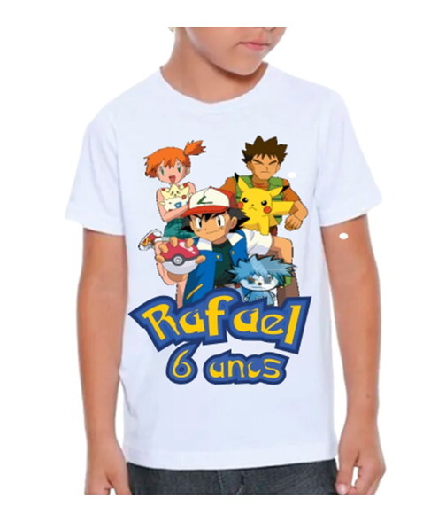 Camiseta Pokemon com Nome da Criança