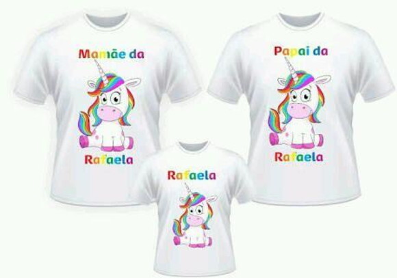 Camiseta Unicornio Pai Mae e Filho