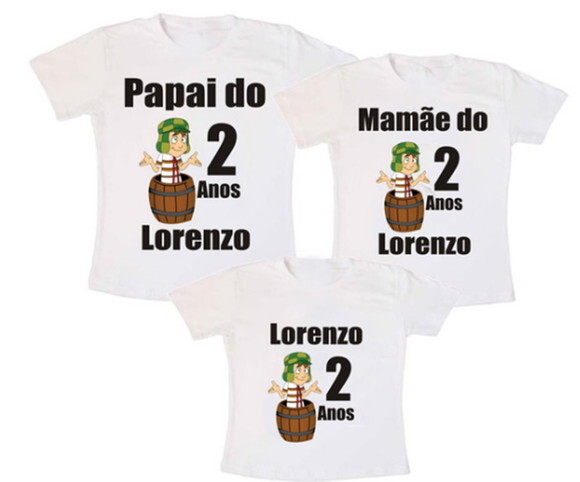 kit 3 camiseta personalizada chaves aniversario