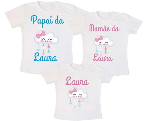 kit 3 camisetas aniversario chuva de amor