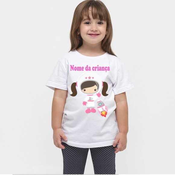 Kit 3 Camisetas Infantil para Menina Astronauta
