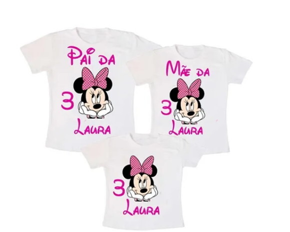 kit camiseta minnie pai mae filha