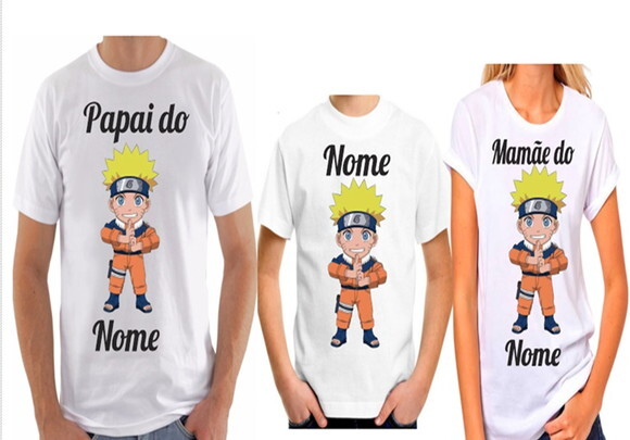 KIT CAMISETA PARA PAI MAE FILHO TEMA NARUTO