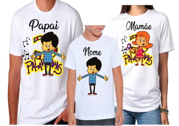Kit Camiseta para Familia Tres Palavrinhas,
