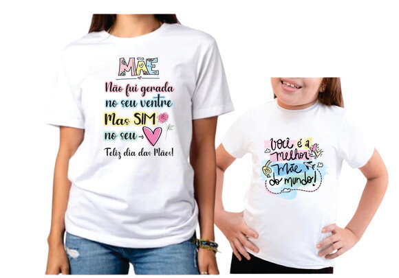 Kit Camisetas Dia das Maes Mae e Filha Adotiva