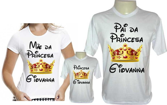 kit Camisetas personalizadas pai mae e filho