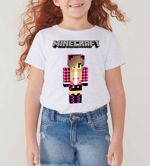 Minecraft Camiseta Infantil Aniversario Para Meninas
