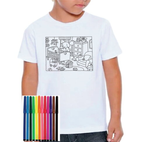 6camiseta Educativa para Colorir Bobbie Goods com Canetinhas