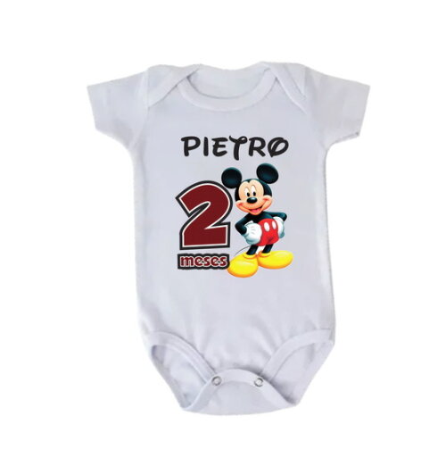 Body para Bebê Personalizado Mesversário Mickey