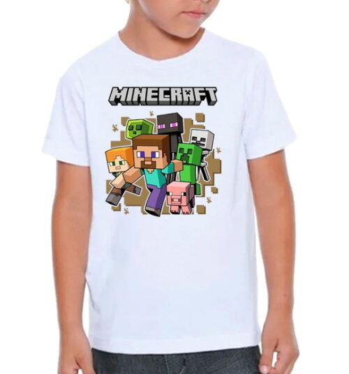 Camisa Camiseta Blusa Infanti Personalizado Minecraft