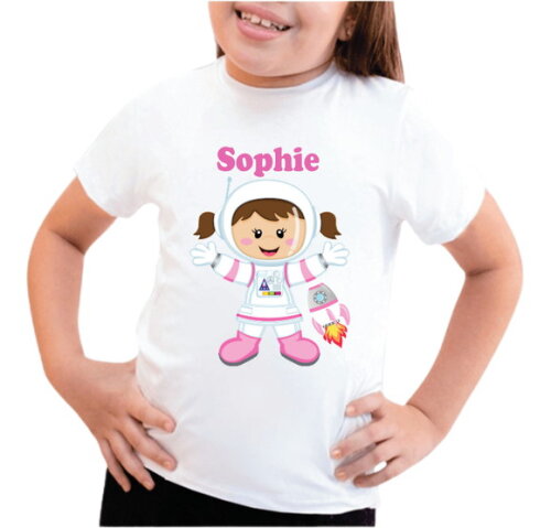 Camisa Camiseta Personalizada com Nome Astronauta para Menin
