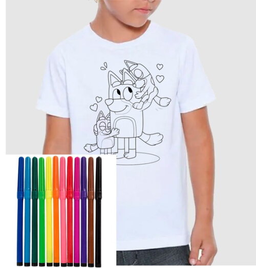 Camisa Personalizada para Colorir Bluey