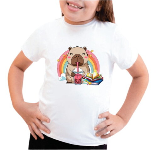 Camiseta Capivara Fofa Arco Íris
