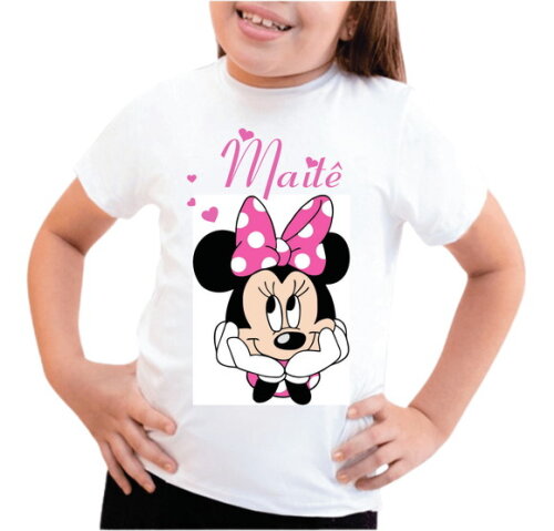 Camiseta Customizada Minnie Rosa para Meninas com Nome