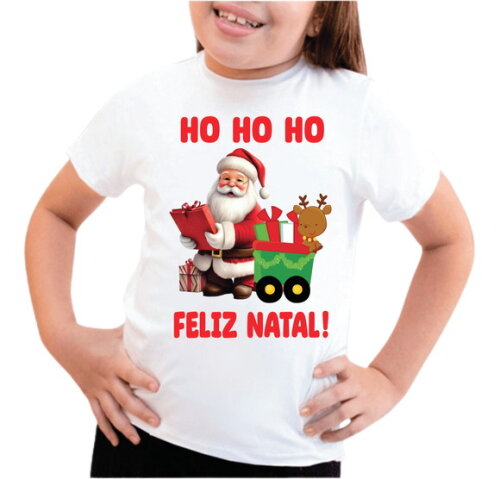 Camiseta Feliz Natal Papai Noel Infantil ou Adulto