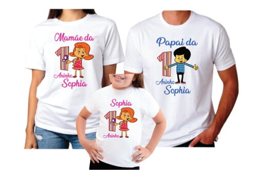 Camiseta Gospel Personalizadas 3 Palavrinhas Pai Mae e Filha