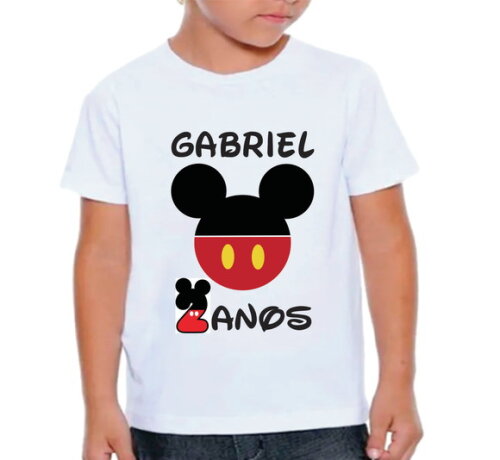 Camiseta Infantil Mickey com Nome e Idade