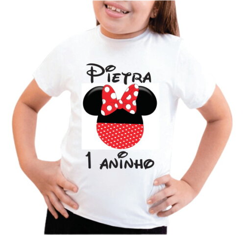 Camiseta Infantil Minnie com Nome e Idade