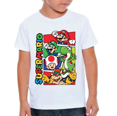 Camiseta Infantil ou Adulto Super Mario
