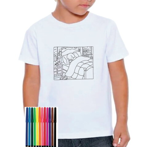 Camiseta Infantil para Colorir Bobbie Goods com Canetinhas