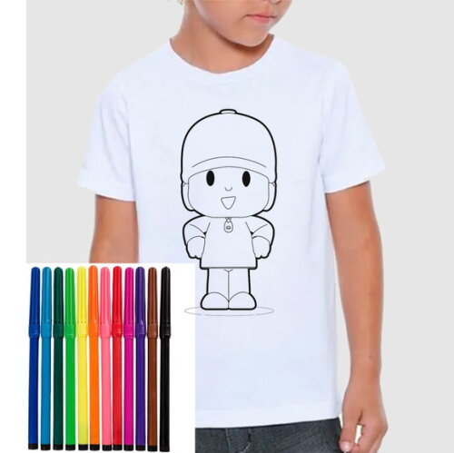 Camiseta Infantil para Colorir Pocoyo