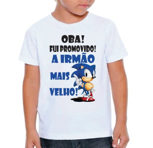 Camiseta Infantil Promovido Irmão Mais Velho Sonic