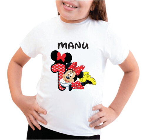 Camiseta Infantil Temática para Aniversário Minnie Vermelha