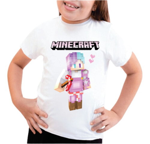Camiseta Minecraft Aniversario Personalizada para Meninas