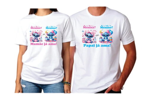 Camiseta para Chá Revelação Stitch para Pai e Mãe