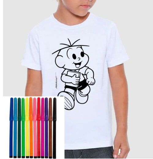 Camiseta para Colorir Cebolinha