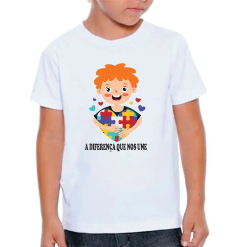 Camiseta Personalizada Autismo a Diferença Que nos Une Menin