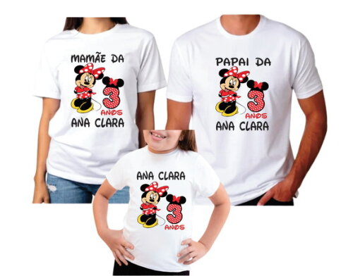Camiseta Personalizada para Aniversário Minnie Vermelha